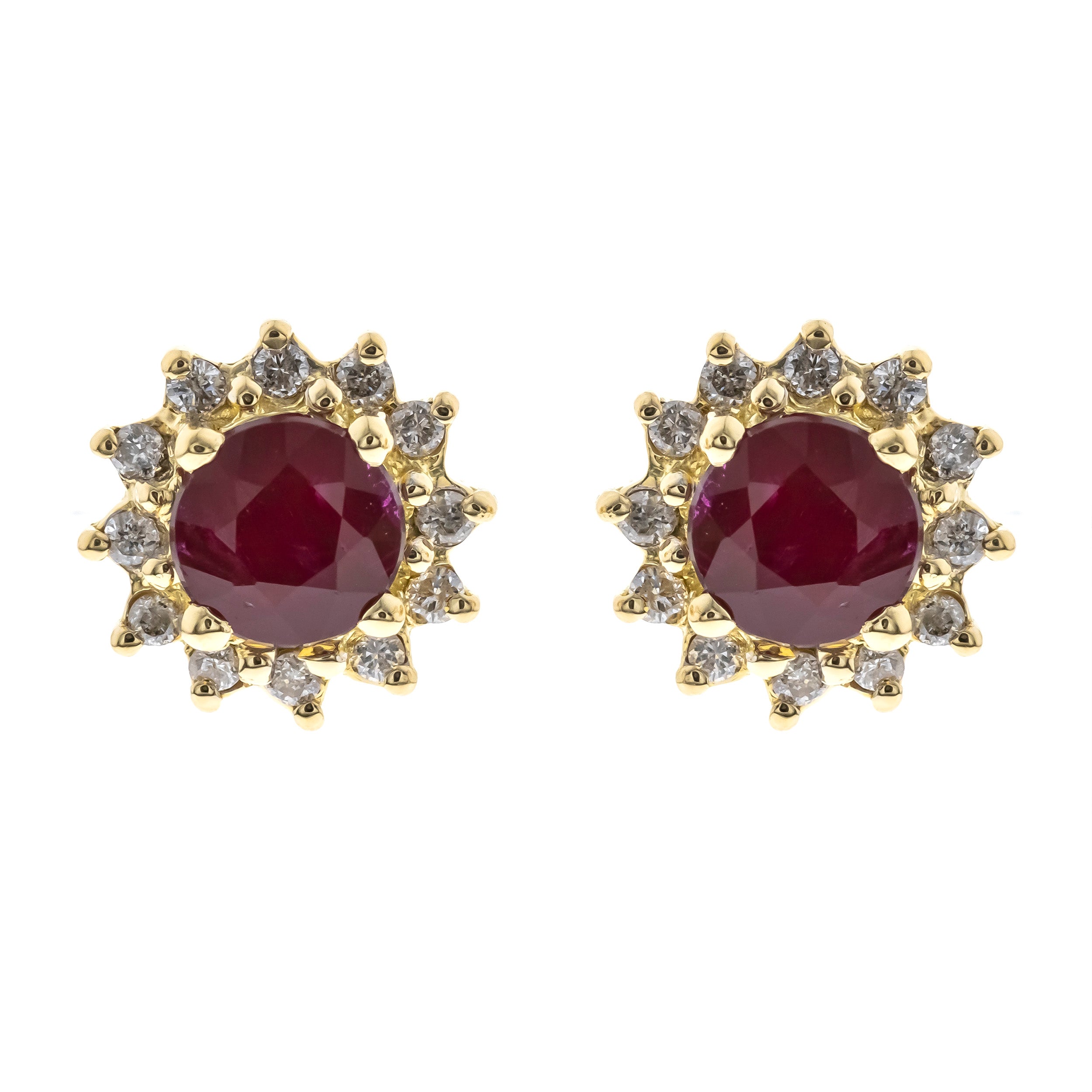 Chloe 14K Yellow Gold Round-Cut Ruby Earrings – Gin and Grace