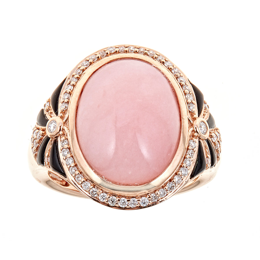 Valerie 14K Yellow Gold Oval-Cabochon Peruvian Pink Opal Ring