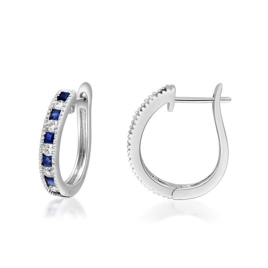 Ruth 14K White Gold Square-Cut Ceylon Blue Sapphire Earring