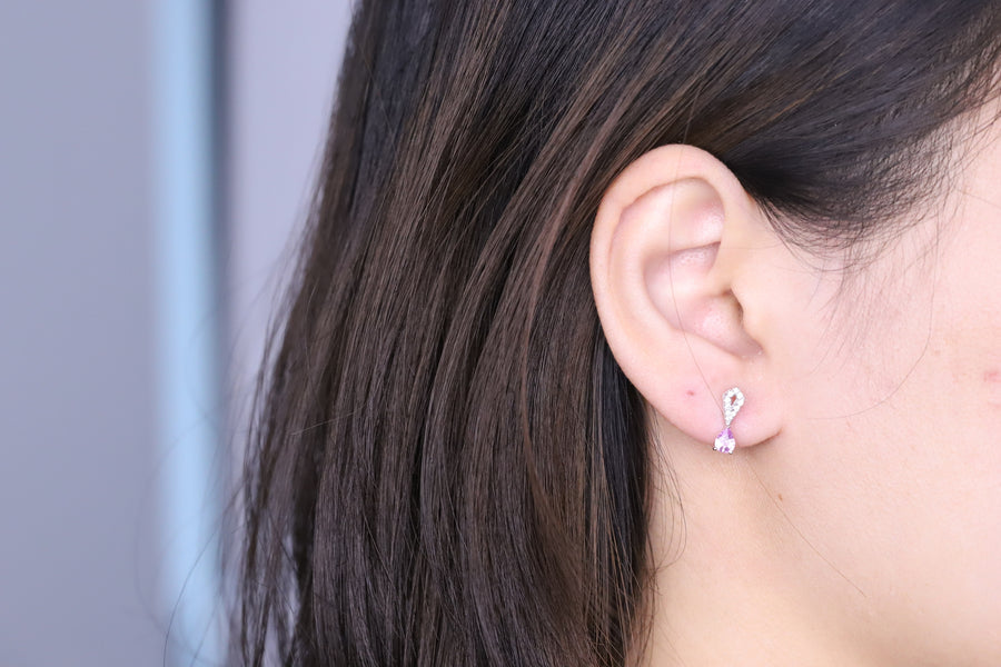 Grace 14K White Gold Pear-Cut Pink Sapphire Earrings