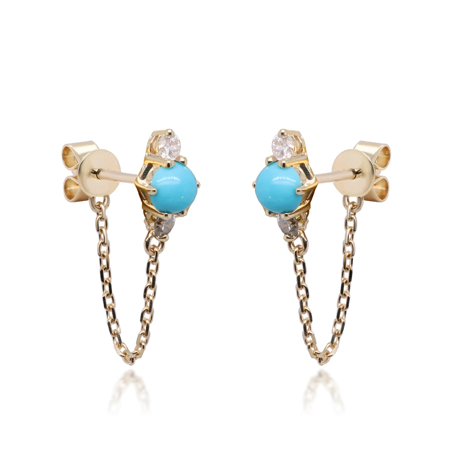 Zoie 10K Yellow Gold Round-Cut Arizona Turquoise Earrings