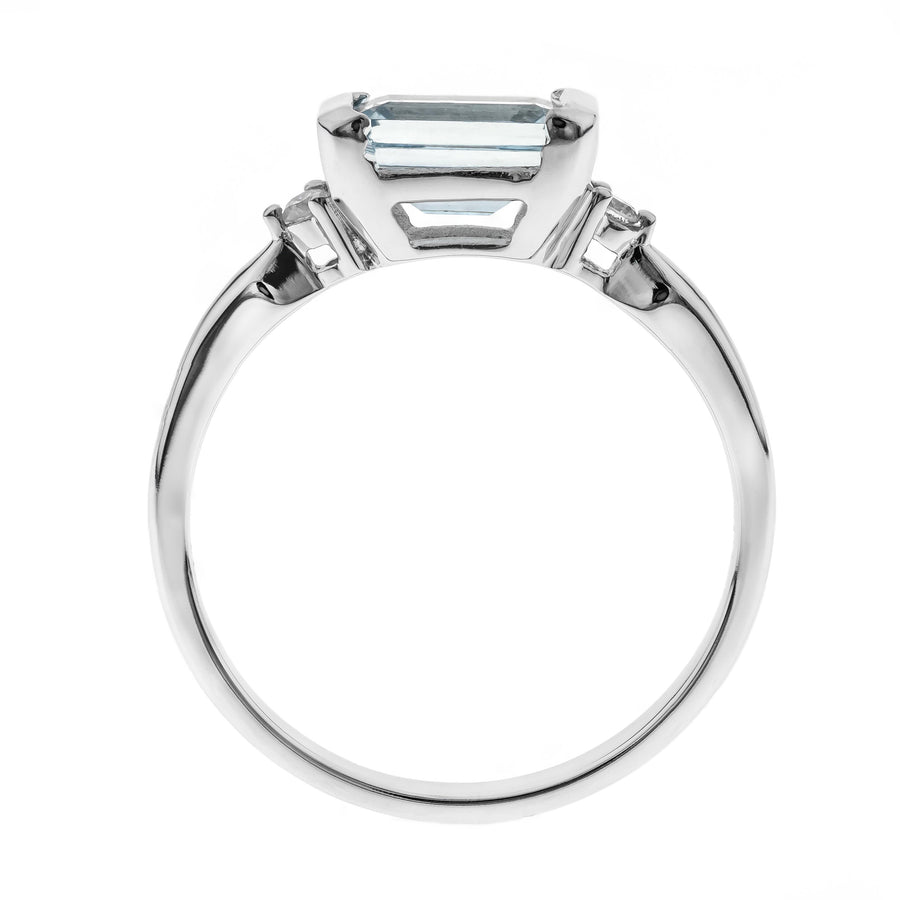 Alina 10K White Gold Emerald-Cut Aquamarine Ring
