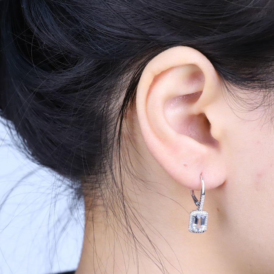 Esme 14K White Gold Emerald-Cut Brazilian Aquamarine Earring
