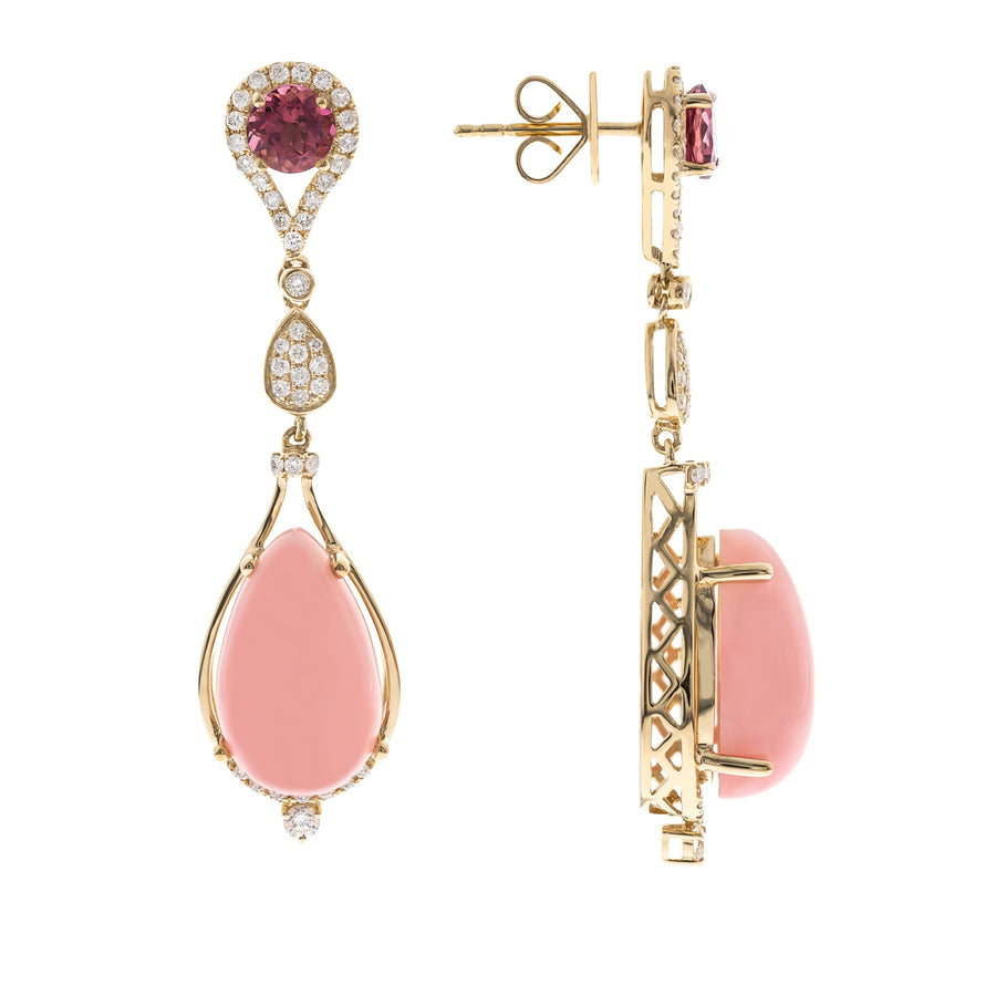 Billie 14K Yellow Gold Pear-Cut Peruvian Pink Opal Earrings