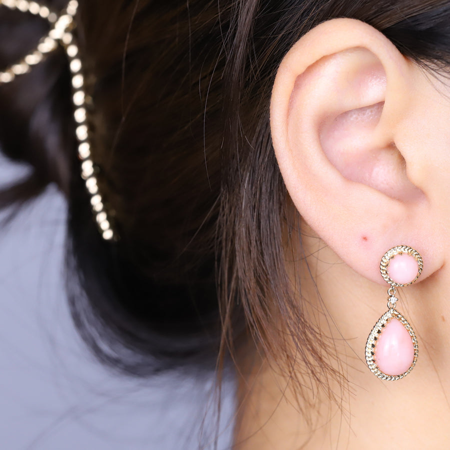 Billie 14K Yellow Gold Pear-Cut Peruvian Pink Opal Earrings