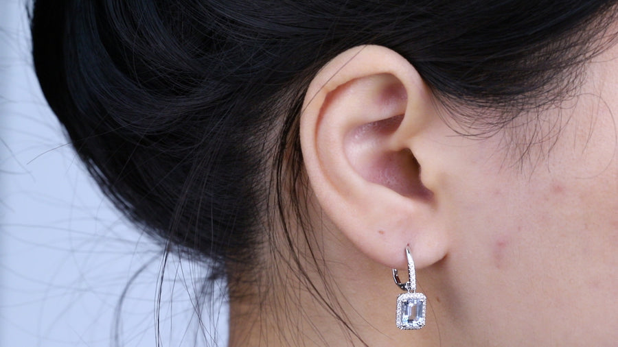 Esme 14K White Gold Emerald-Cut Brazilian Aquamarine Earring