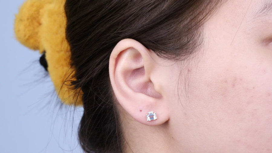 Ashlyn 10K Rose Gold Emerald-Cut Brazilian Aquamarine Earring