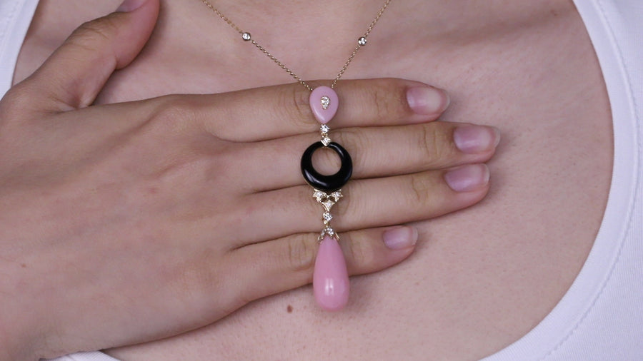Billie 14K Yellow Gold Pear-Cut Peruvian Pink Opal Necklace