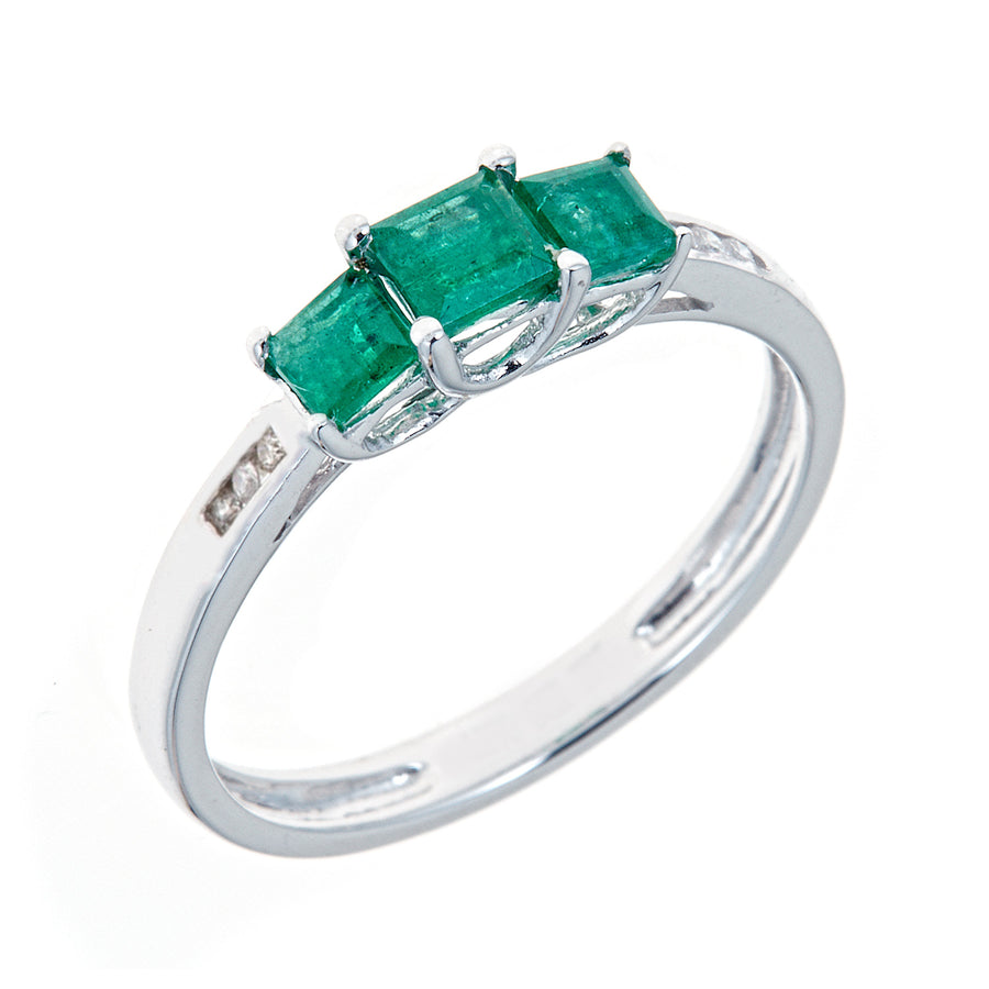 Valentina: 14K White Gold Ring with Square-Cut Natural Zambian Emerald