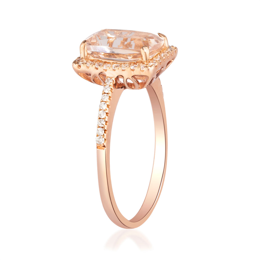 Janiyah 10K Rose Gold Cushion-Cut Madagascar Morganite Ring
