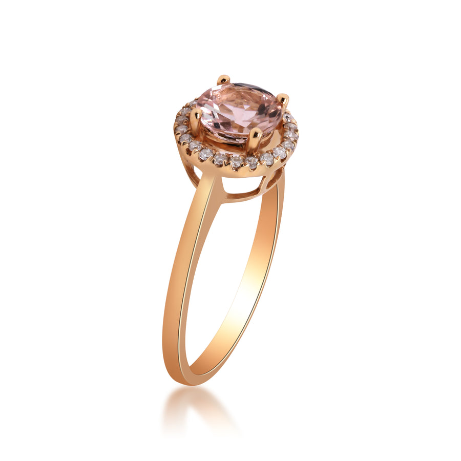 Alina 10K Rose Gold Round-Cut Madagascar Morganite Ring