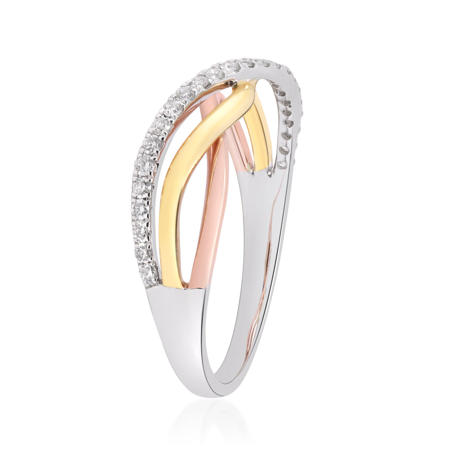 Alaina 10K Triple Tone Gold Round-Cut White Diamond Ring