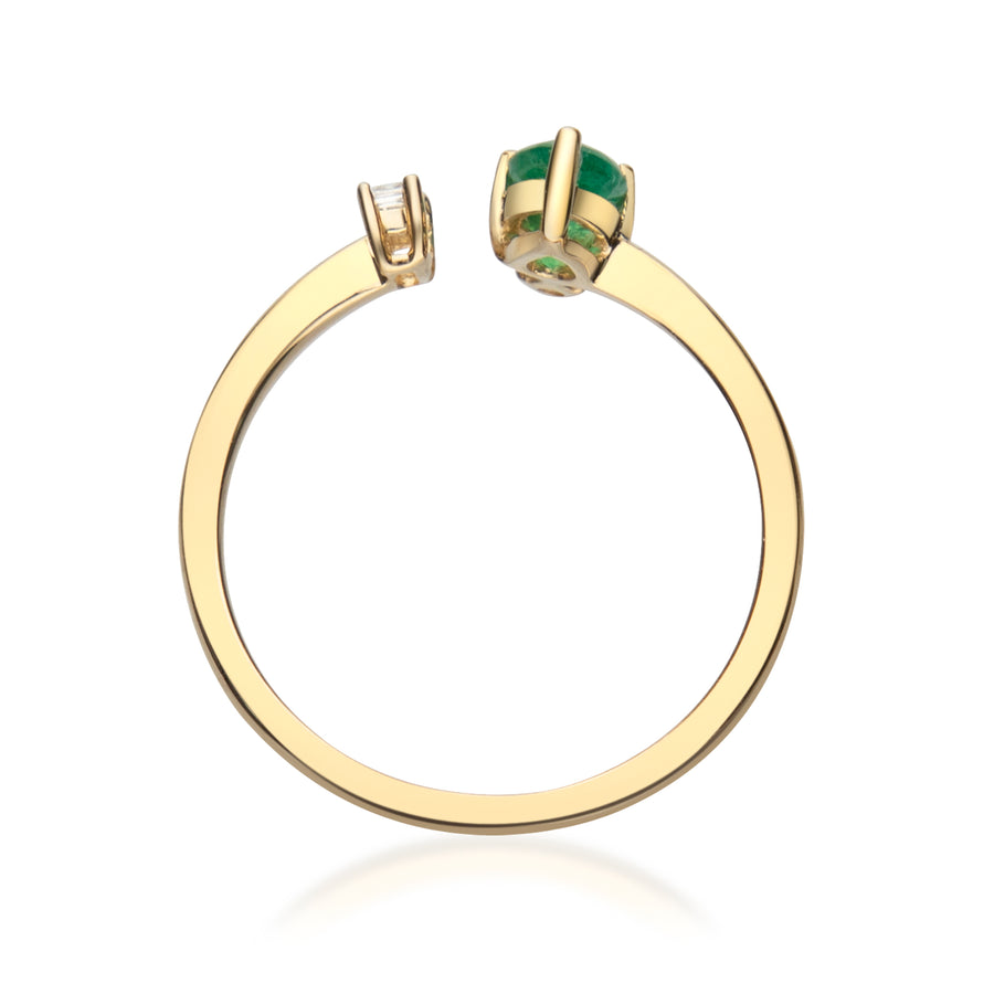 Exquisite Beauty: Romina 14K Yellow Gold Ring with Pear-Cut Natural Zambian Emerald