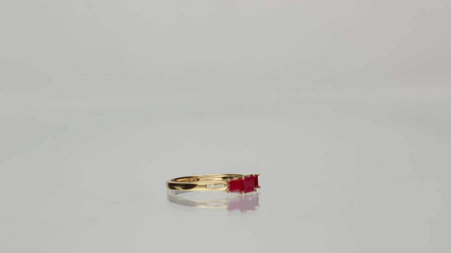 Nivea 10K Yellow Gold square-Cut Mozambique Ruby Ring