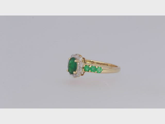 Alyssa: 14K Yellow Gold Ring with Round-Cut Natural Zambian Emerald
