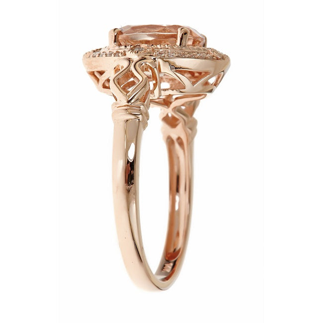 Clara 14K Rose Gold Oval Cut Madagascar Morganite Ring