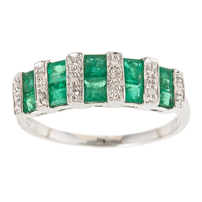 Ava 14K White Gold Square-Cut Natural Zambian Emerald Ring