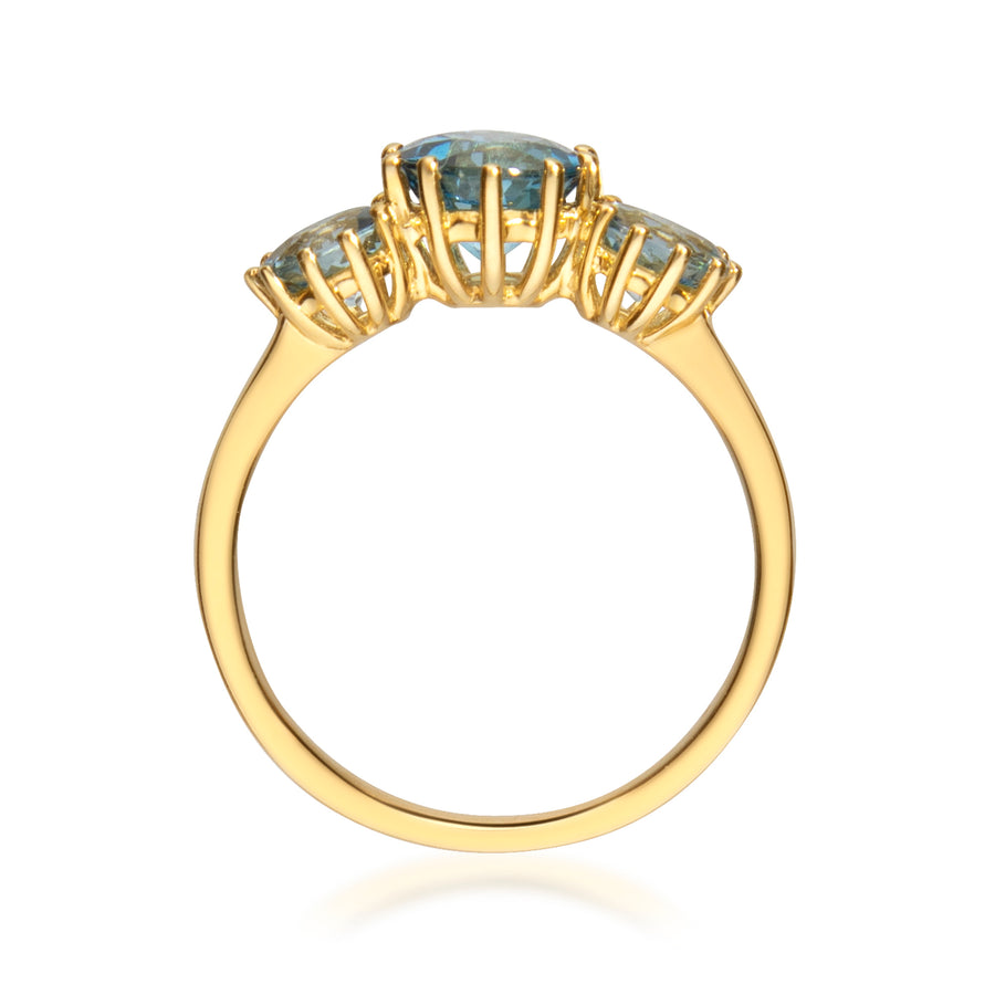 Faith 10K Yellow Gold Round-Cut Brazilian London Blue Topaz Ring