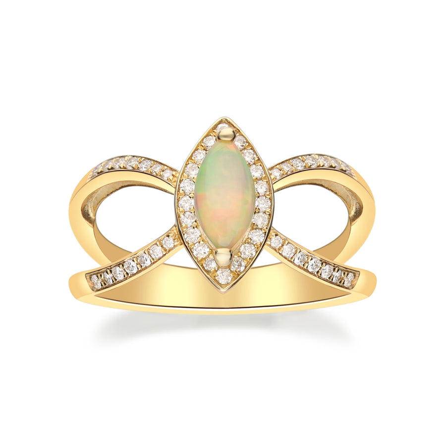 Evie 10K Yellow Gold Marquise-Cut Natural African Opal Ring