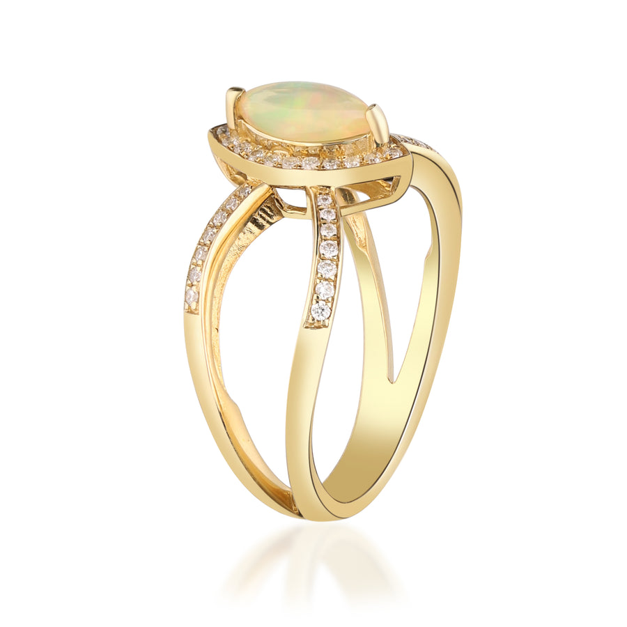 Evie 10K Yellow Gold Marquise-Cut Natural African Opal Ring