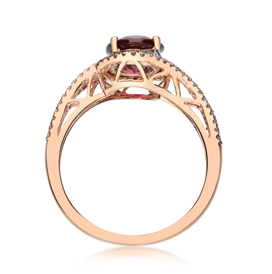 Lilliana 10K Rose Gold Oval-Cut Madagascar Rhodolite Ring