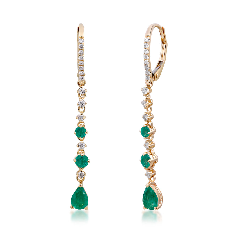 Cecilia 14K Yellow Gold Pear-Cut Natural Zambian Emerald Earring