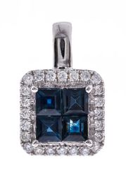 Ashlynn 14K White Gold Square-Cut Ceylon Blue Sapphire Pendant