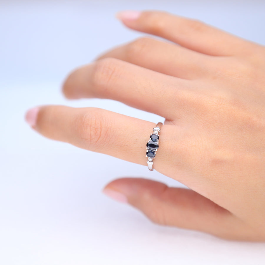Melanie 10K White Gold Oval-Cut Ceylon Blue Sapphire Ring