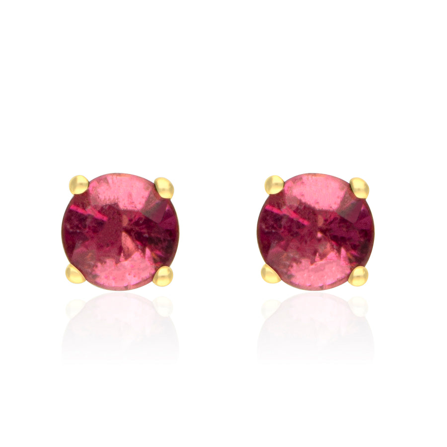 Penelope 14K Yellow Gold Round-Cut Pink Tourmaline Earring