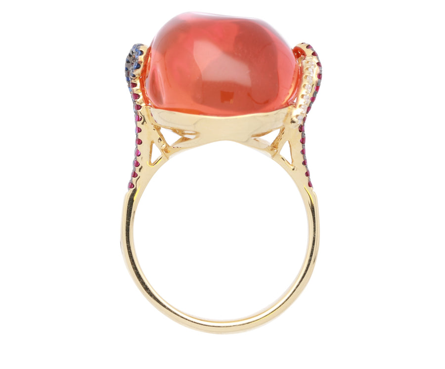 Kennedy 18K Yellow Gold Oval-Cut Mexican Fire Opal Ring
