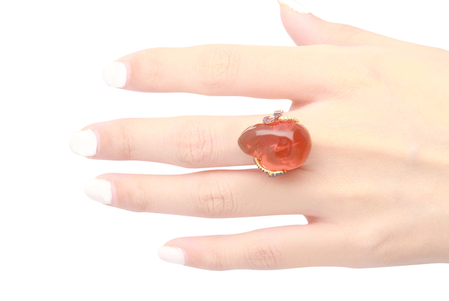 Kennedy 18K Yellow Gold Oval-Cut Mexican Fire Opal Ring