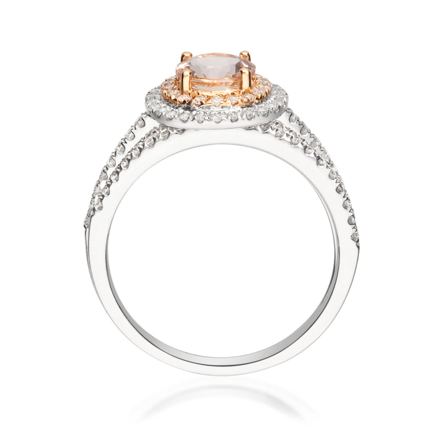 Flora 14K Two Tone Gold Round-Cut Madagascar Morganite Ring.