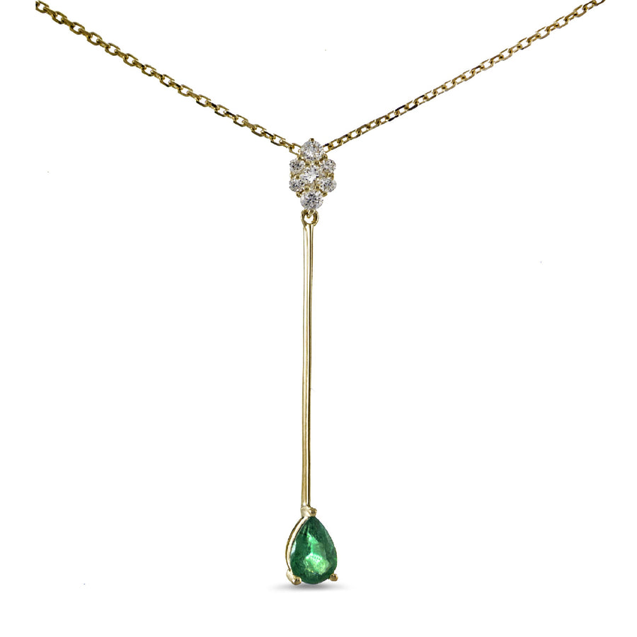 Zoe 14K Yellow Gold Pear-Cut Emerald Necklace