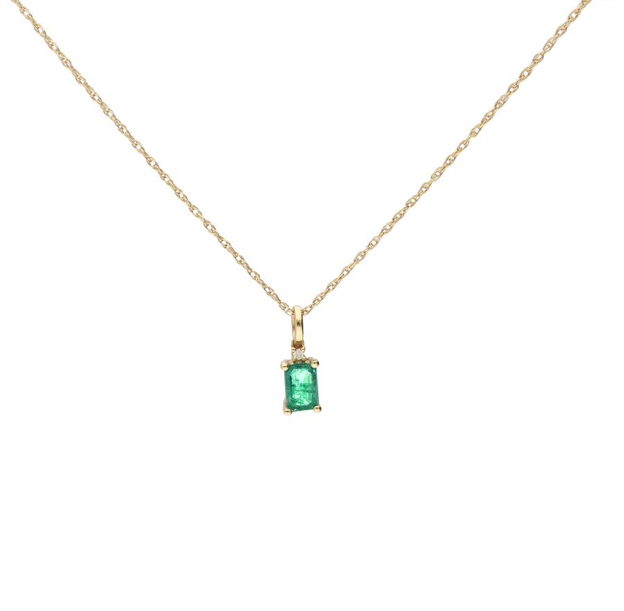 Audrey 10K Yellow Gold Emerald-Cut Natural Zambian Emerald Pendant