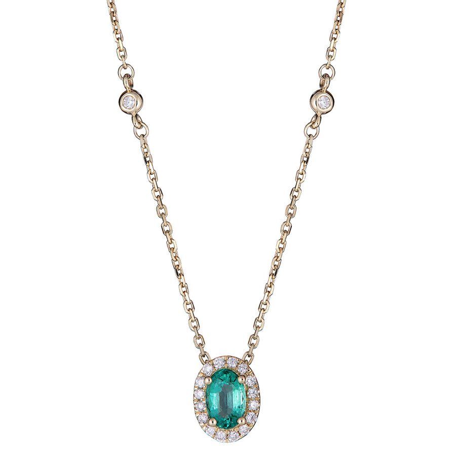 Natalie 10K Yellow Gold Oval-Cut Emerald Necklace