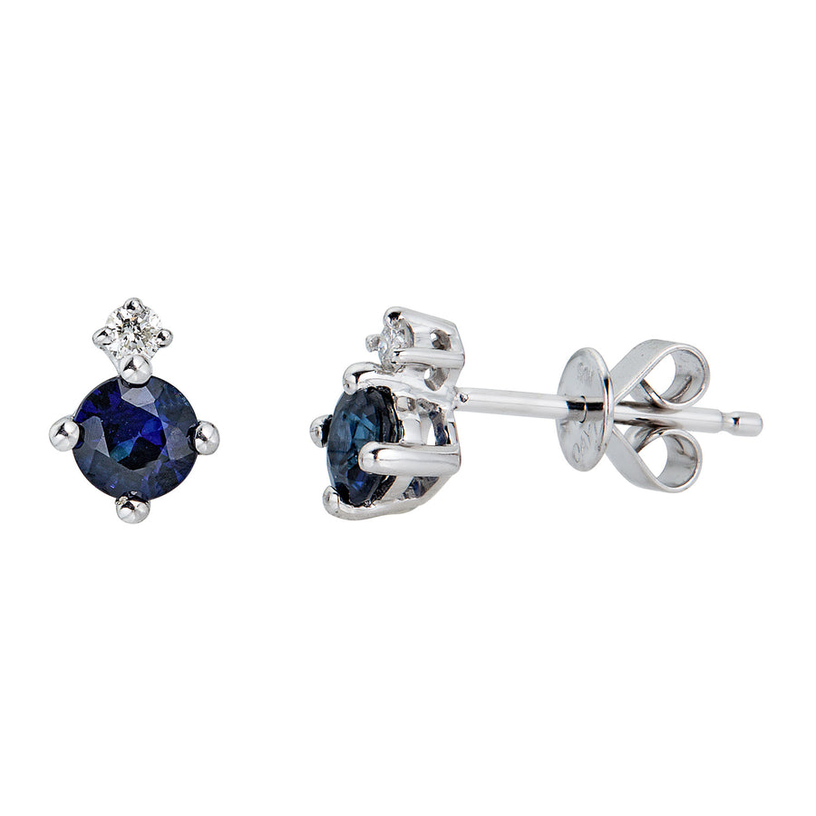 Ivy 10K White Gold Round-Cut Ceylon Blue Sapphire Earrings