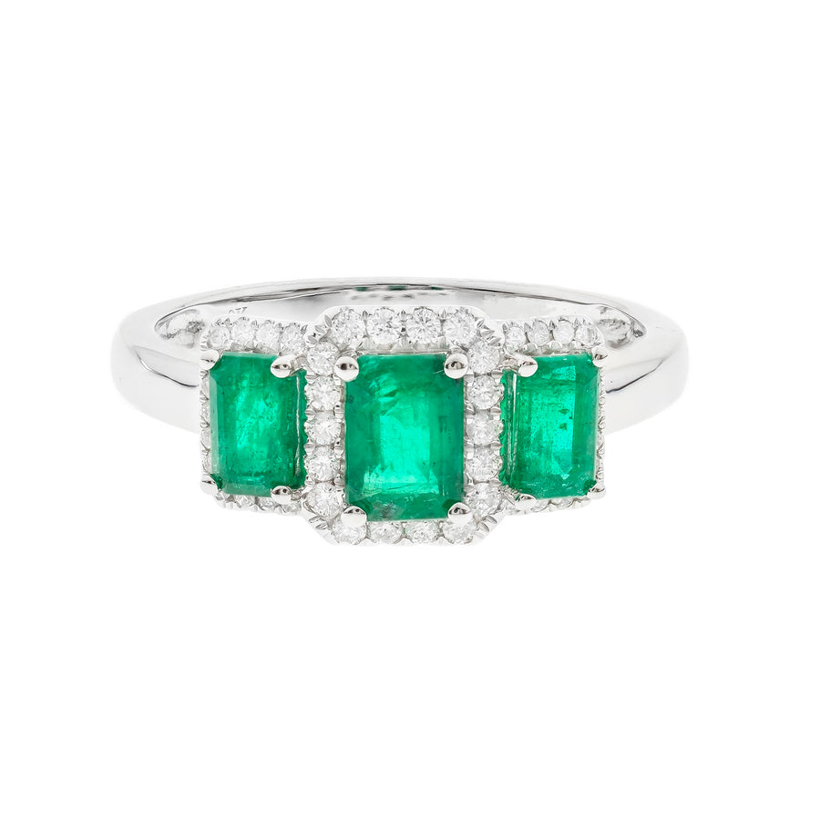 Evangeline 10K White Gold Emerald-Cut Zambian Emerald Ring