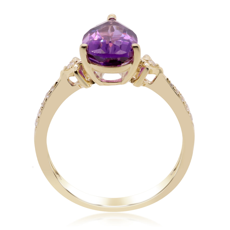 Emilia 14K Yellow Gold Pear-cut Brazilian Amethyst Ring