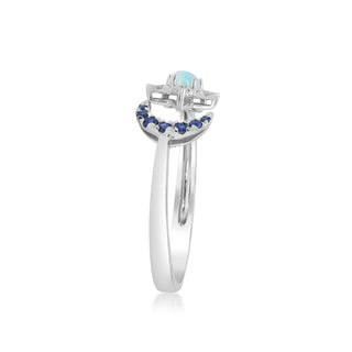 Vindy 10K White Gold Round-Cut Ethiopian Opal Ring