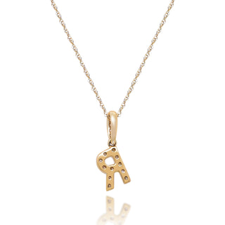 R Paisley 14K Yellow Gold Round-Cut White Diamond Pendant