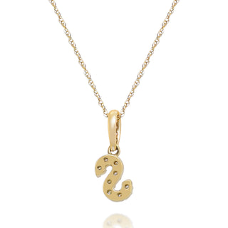 S Paisley 14K Yellow Gold Round-Cut White Diamond Pendant