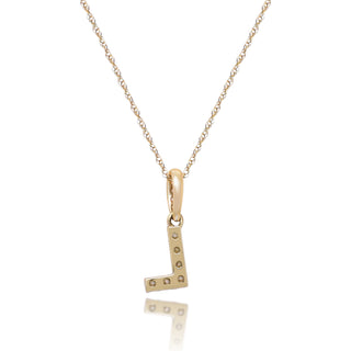 L Paisley 14K Yellow Gold Round-Cut White Diamond Pendant