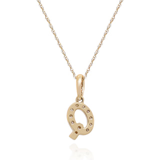 Q Paisley 14K Yellow Gold Round-Cut White Diamond Pendant