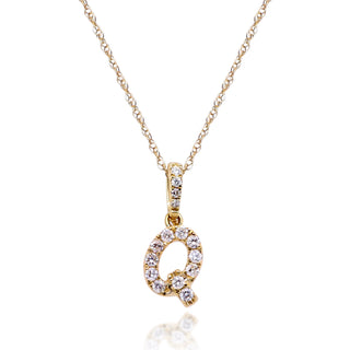 Q Paisley 14K Yellow Gold Round-Cut White Diamond Pendant