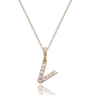 V Paisley 14K Yellow Gold Round-Cut White Diamond Pendant