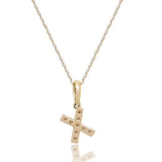 X Paisley 14K Yellow Gold Round-Cut White Diamond Pendant