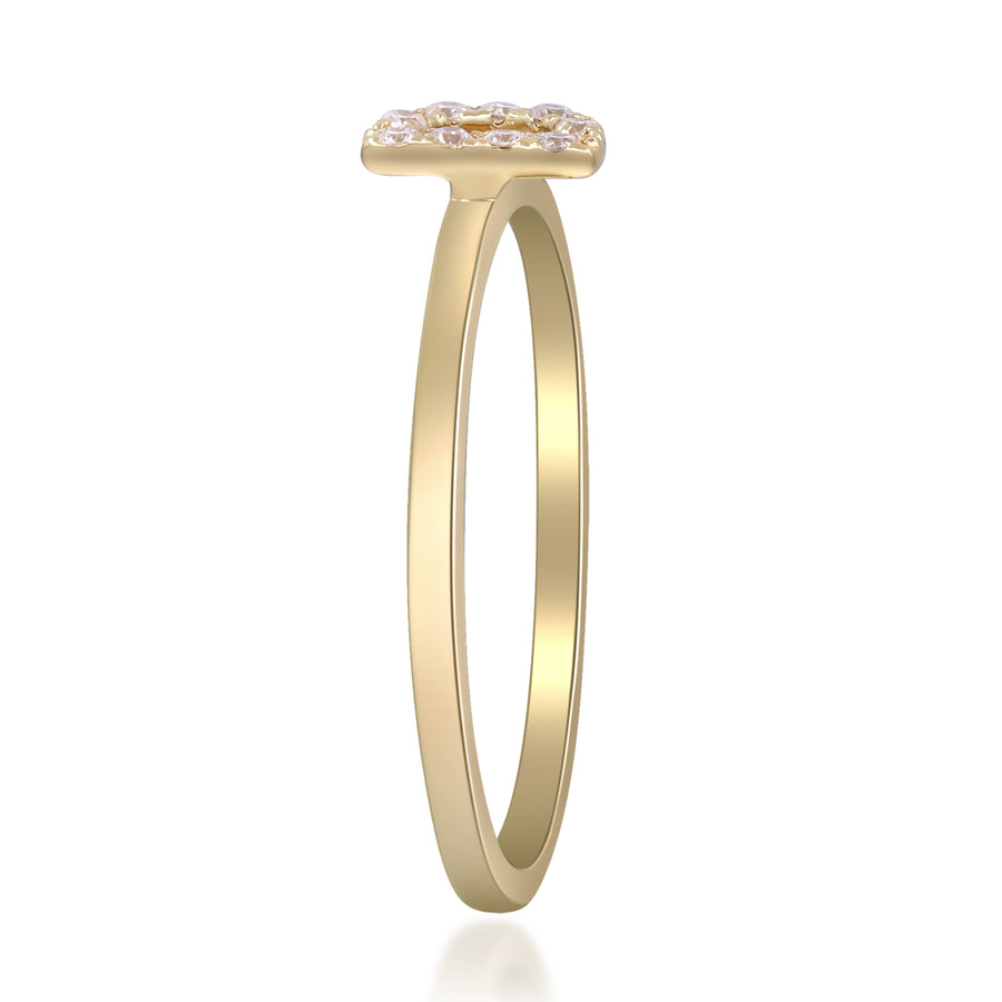 D Initial 14K Yellow Gold Round-Cut White Diamond Ring