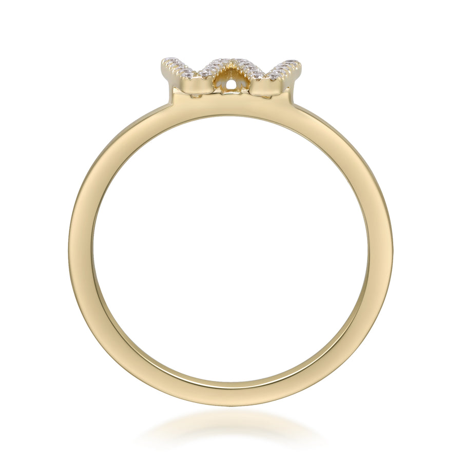 W Initial 14K Yellow Gold Round-Cut White Diamond Ring