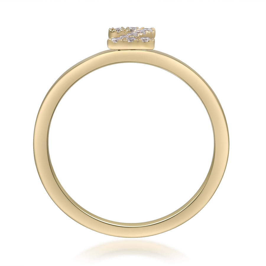 Z Initial 14K Yellow Gold Round-Cut White Diamond Ring