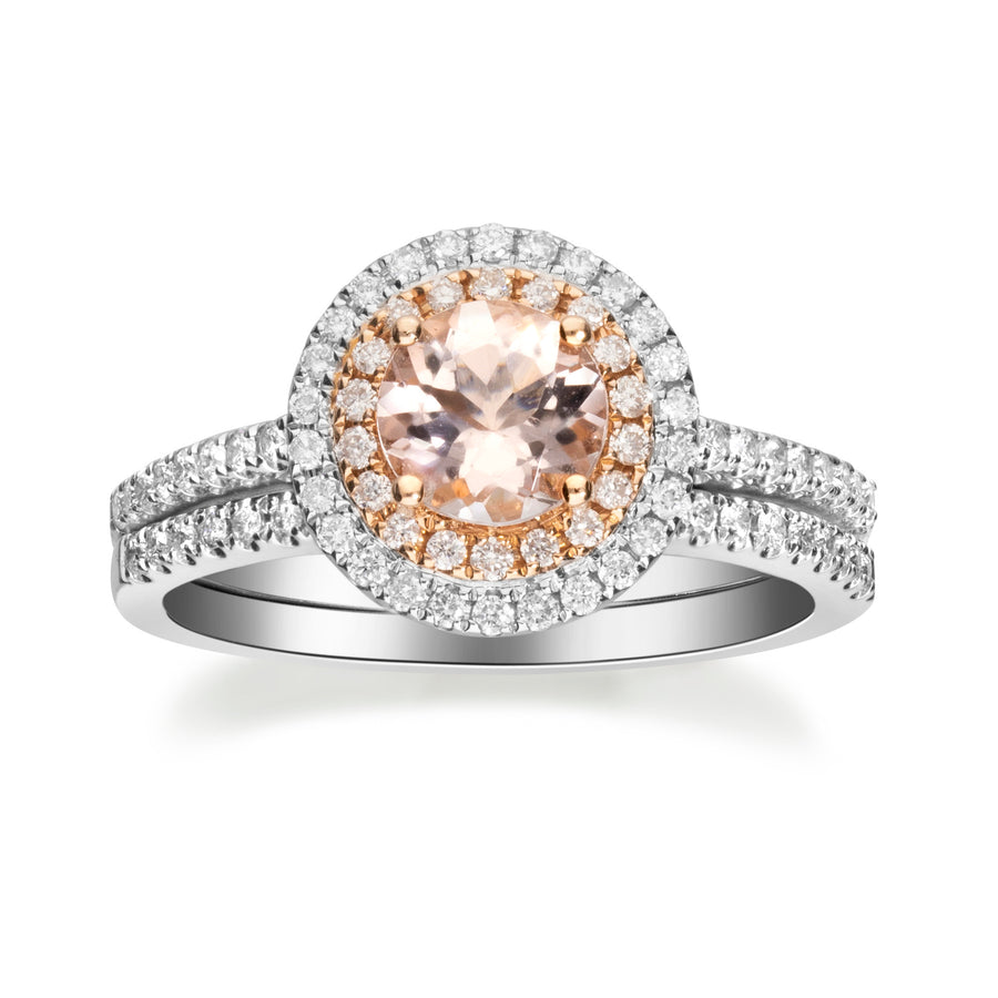 Flora 14K Two Tone Gold Round-Cut Madagascar Morganite Ring.